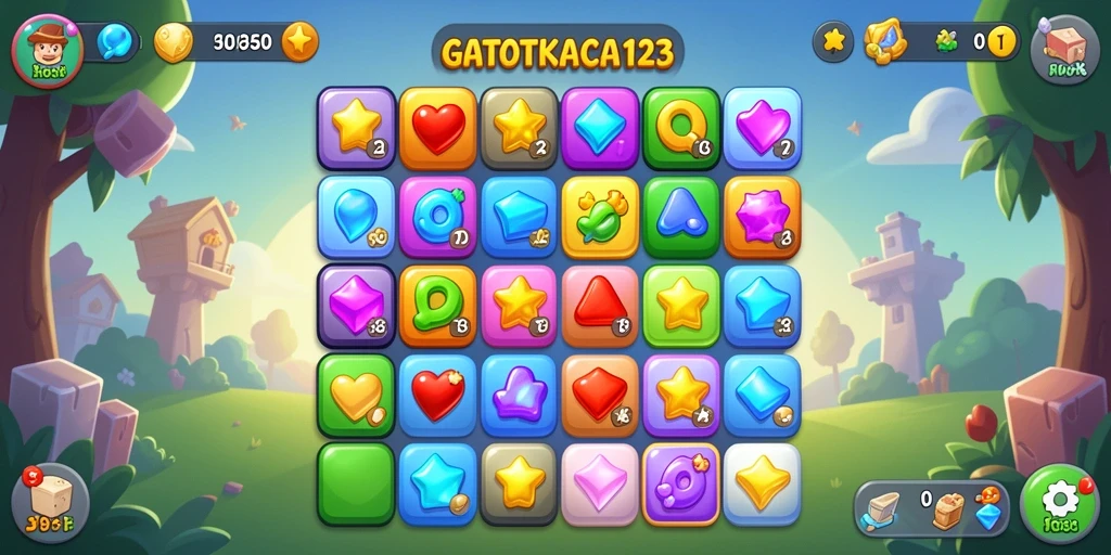 Tampilkan gameplay seru GATOTKACA123 dalam permainan Match-3.