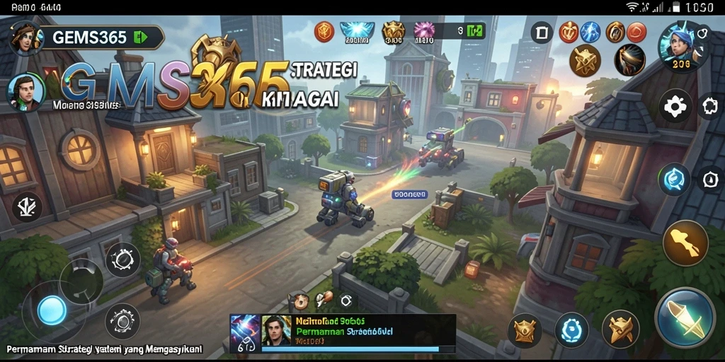 Tampilan gameplay yang penuh aksi dan strategi di GEMS365.