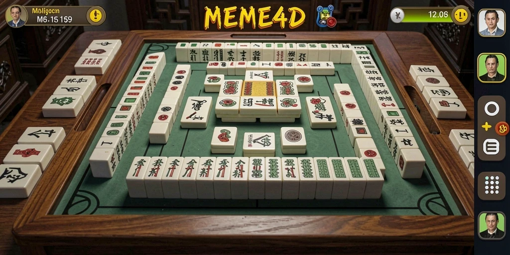 Tangkapan layar gameplay <strong>MEME4D</strong> dengan aksi Mahjong seru.