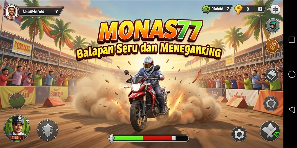 Gameplay balapan seru dan menantang di MONAS77.