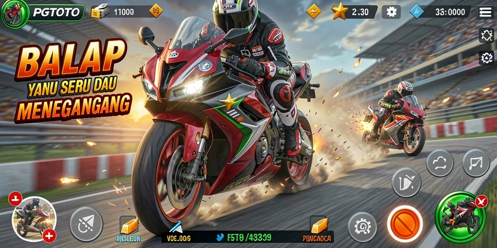 Tampilan gameplay PGTOTO yang mendebarkan saat balap motor.