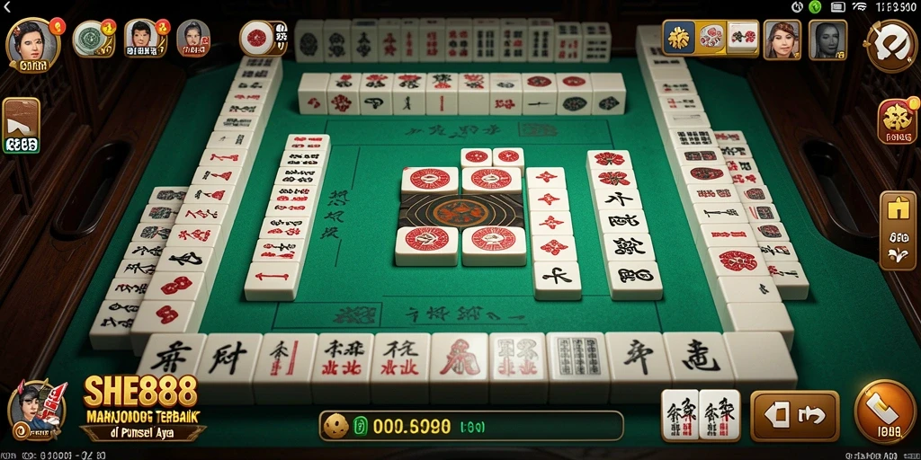 Tampilan gameplay menarik dalam SHE888, menyuguhkan Mahjong klasik.